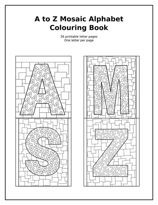 A to Z Mosaic Alphabet Colouring Book